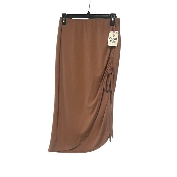 Open Edit Side Ruched Skirt In Tan Mocha, Sz. S - Picture 10 of 11